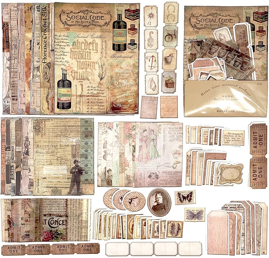 Amazon.co.jp: GUAN コラージュ 素材 フレークシール 90 枚 ステッカー