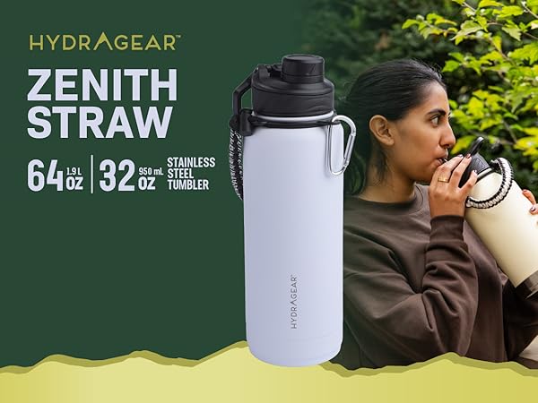 Amazon.com: Hydragear Zenith Straw Stainless Steel Bottle with