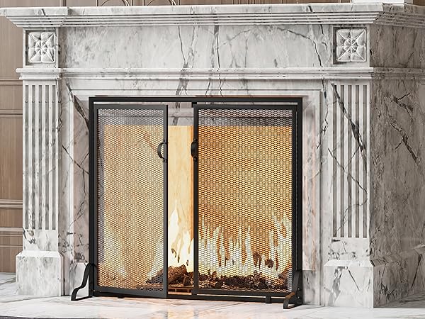 Amazon.com: Kingson 37.8x30.7 in Flat Fireplace Screen with Doors