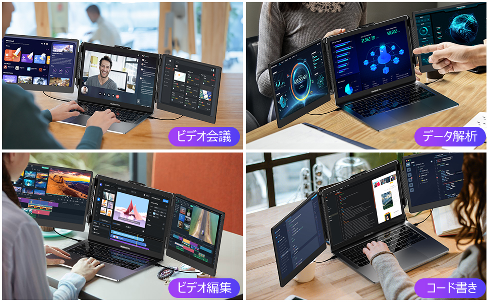 Amazon.co.jp: Kwumsy S2 モバイルモニター 2画面 トリプルポータブル