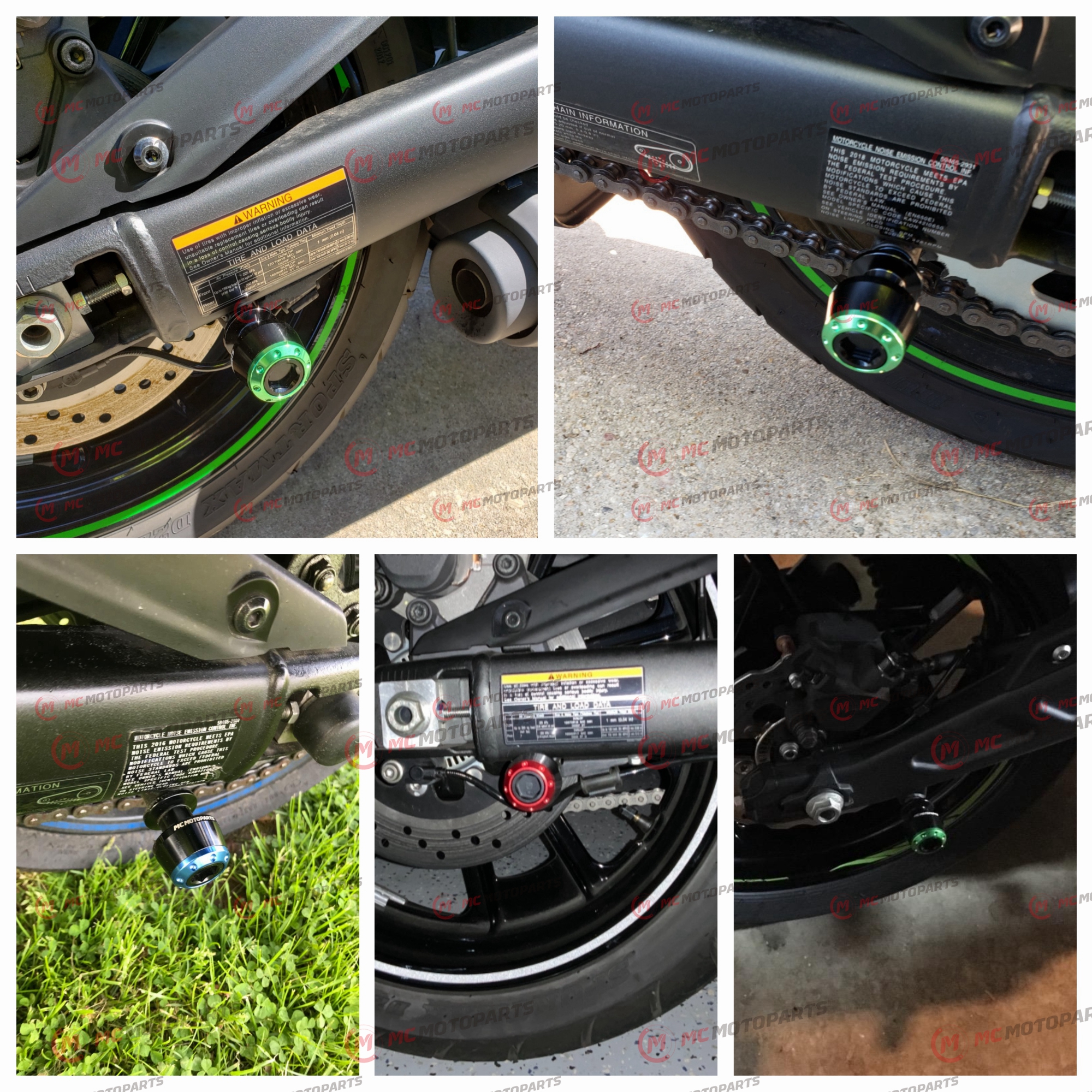 ATOM Green Racing Swing Arm Spools 10mm For ZX-10R Ninja 04 05 06