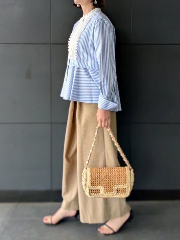 MARILYN MOON】マリリンムーン タックフリルフレアシャツ tuck frill