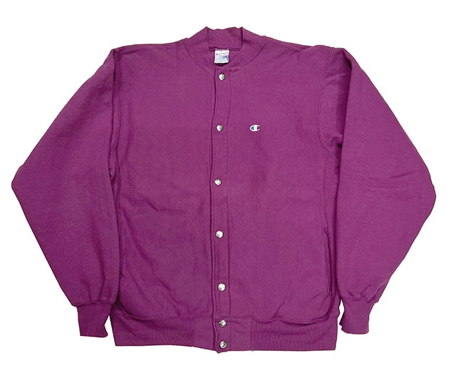 90's CHAMPION チャンピオン REVERSE WEAVE SNAP CARDIGAN PURPLE size