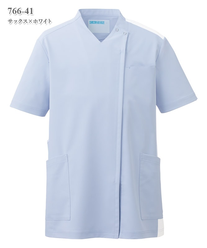 男女兼用スクラブジャケット半袖[KAZEN製品] 766｜THS-白衣通販・販売