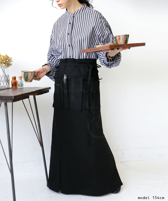 ギャルソンエプロン エプロン レディース ロング 綿100 送料無料・(100