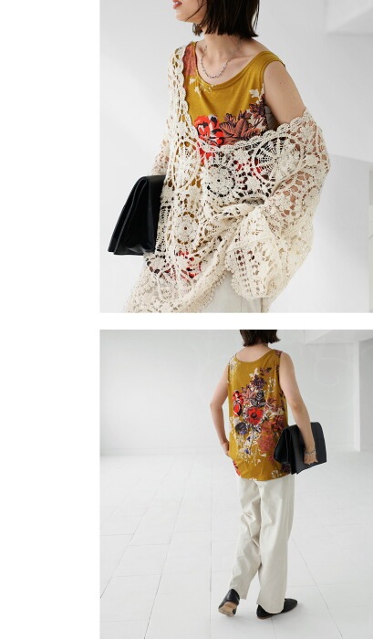 花柄デザインタンク タンクトップ レディース トップス 花柄・(30