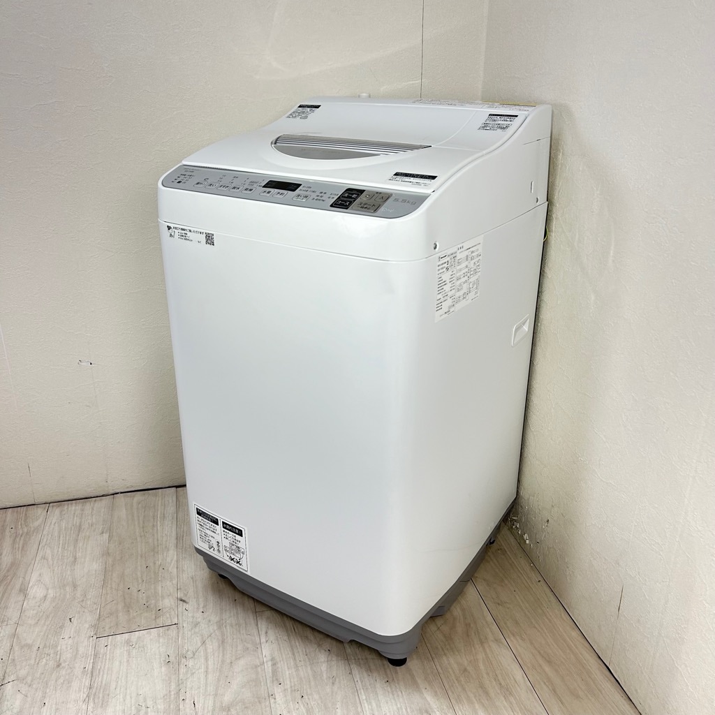 中古 洗濯5.5kg 乾燥3.5kg 全自動洗濯乾燥機 シャープ ES-TX5D-S 2020