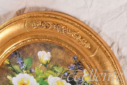 イタリア製 額絵 花 楕円 グリーン｜Q833600790 | イタリア家具