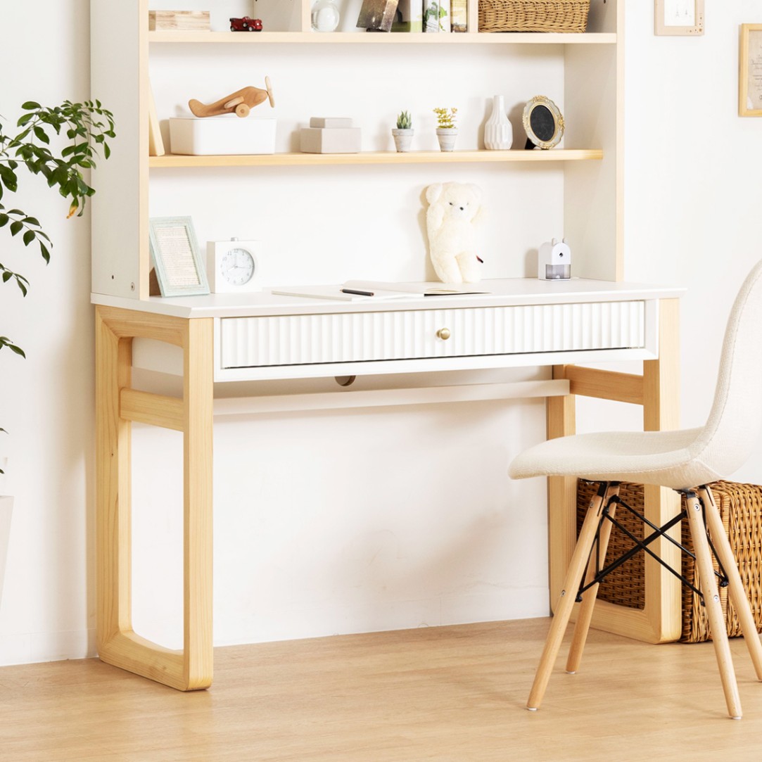 子供用 学習デスク ホワイト 110cm｜シンプルデザインのデスク