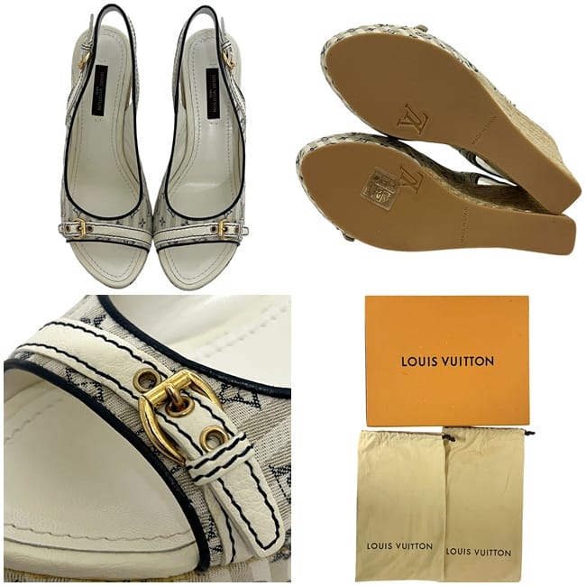 ルイ ヴィトン ウェッジソールサンダル ネイビー グレー ホワイト