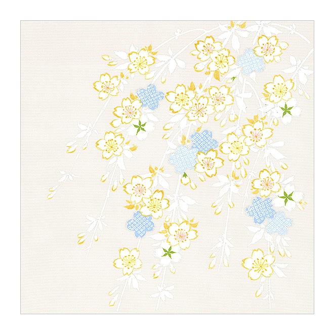 新塩瀬帯 春の柄「桜」 グレー地｜洗える帯 名古屋帯