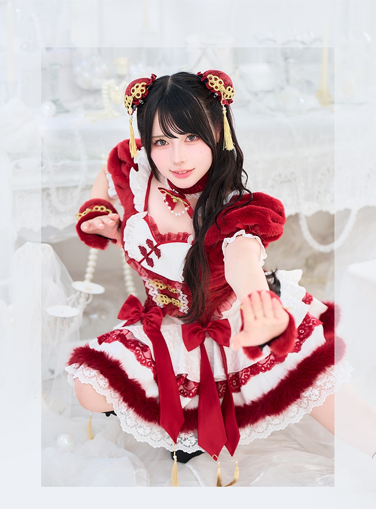 ブルーは予約】【Mumei着用】フローティーリボンもこもこチャイナ