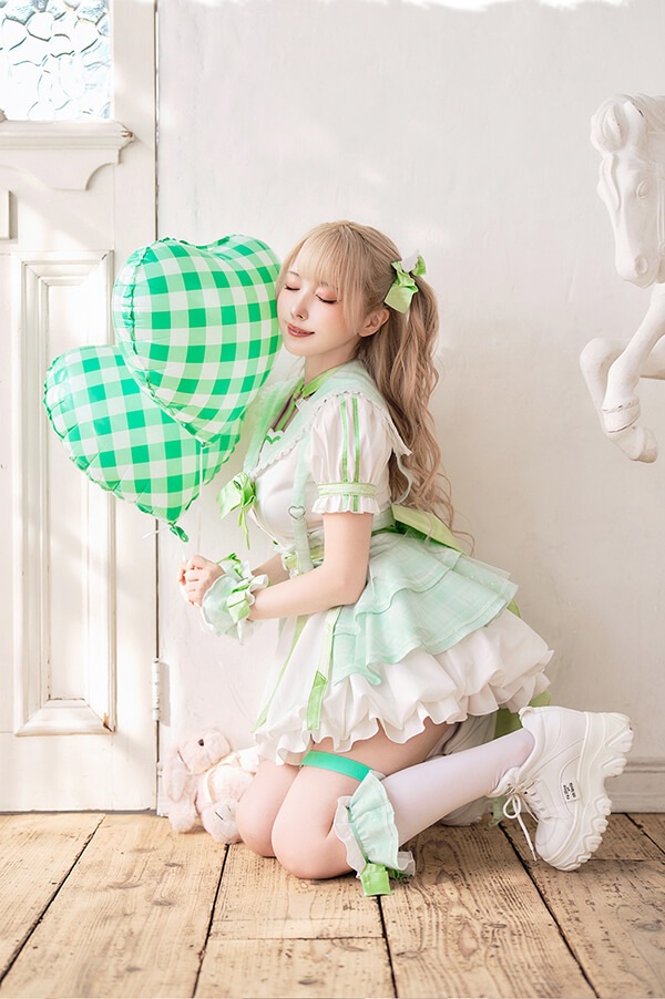 パープル/グリーンは予約】-魔法少女-ファンシーチェックセーラー