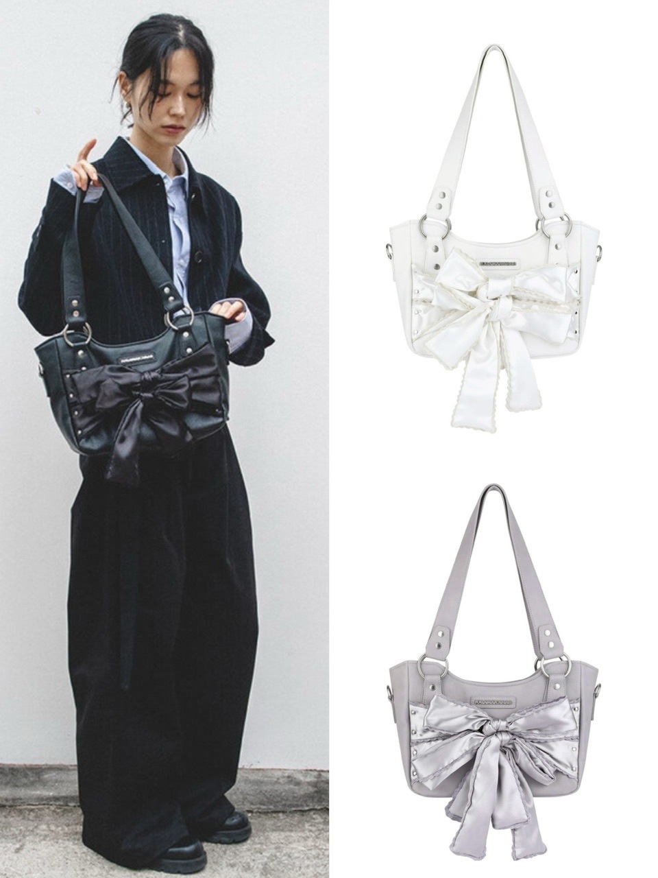 IUGAMAKARAS】Laced Ribbon Leather Shoulder Bag | OUR BRAND