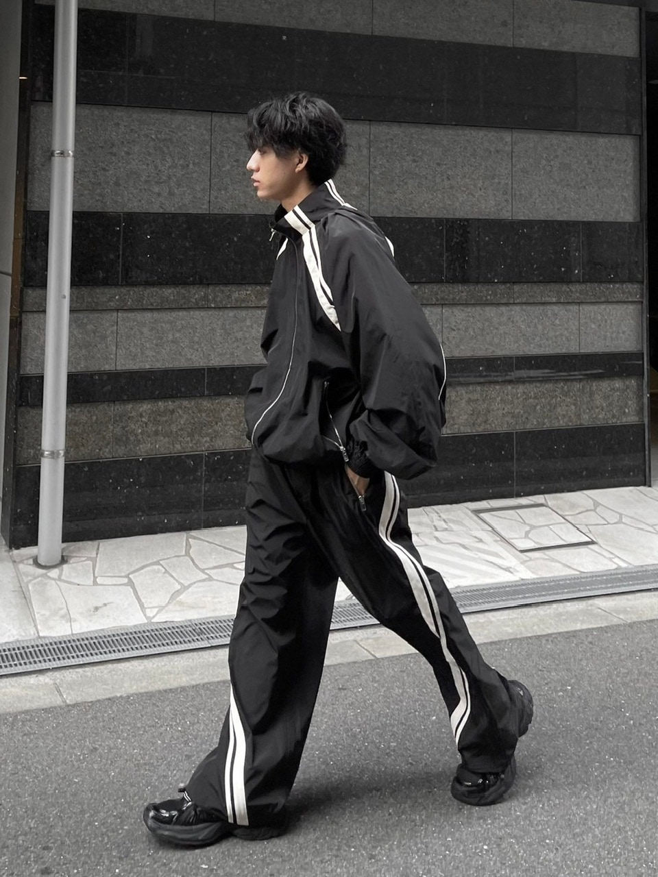 受注制【Chikashitsu +】set up line track jacket (2color