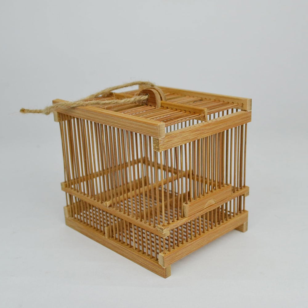 竹籠 小 虫かご 虫籠 昔懐かしい 繊細なつくり 鈴虫 竹製の虫かご