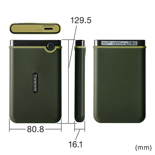 耐衝撃 ポータブルHDD 2TB USB3.1 ミリタリーグリーン Transcend