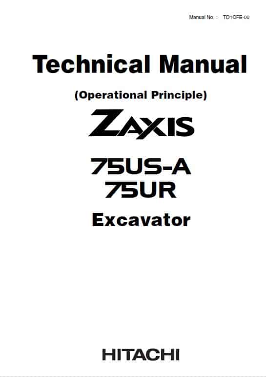 Hitachi ZAXIS 75US-A, 75 UR Excavator Repair Service Manual