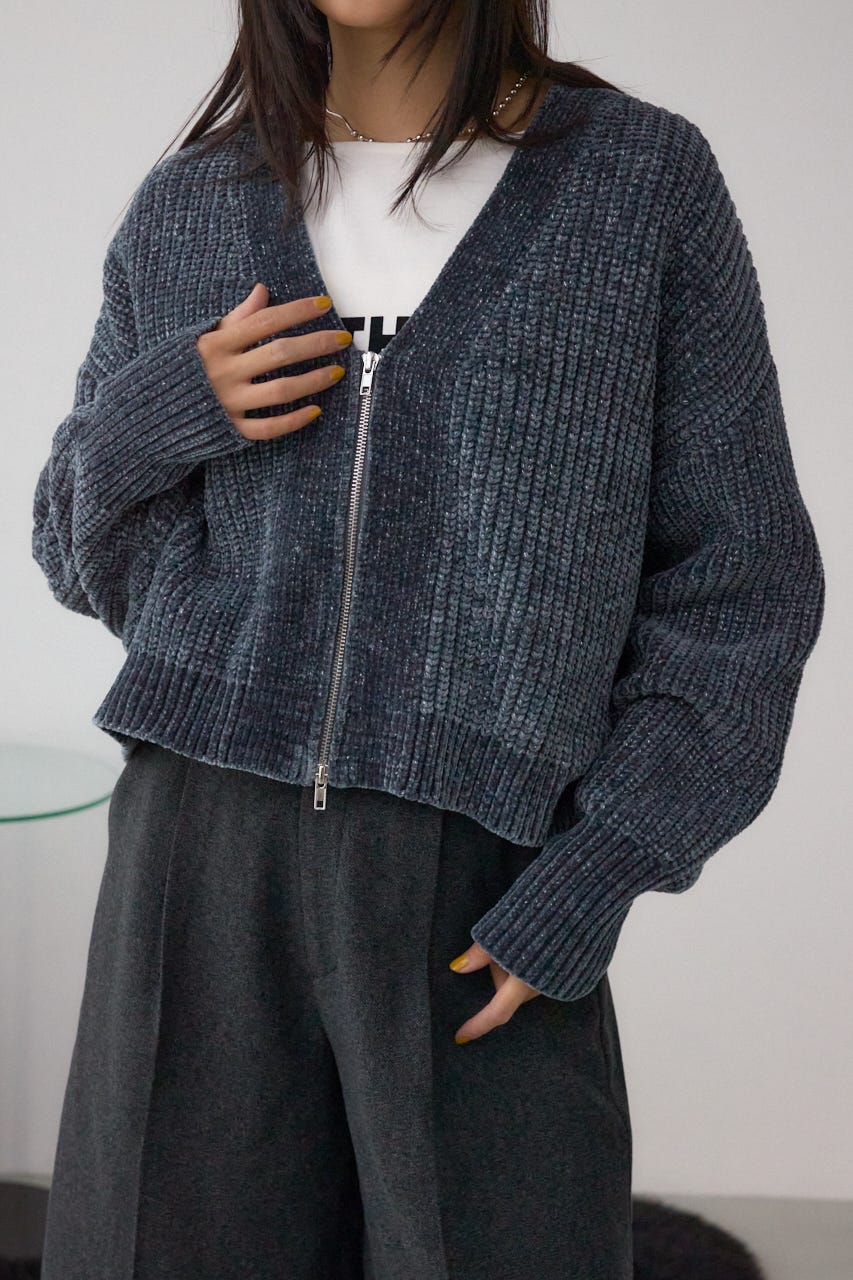 AZUL BY MOUSSY | WZIPベロアラメモールカーデ (カーディガン ) |SHEL