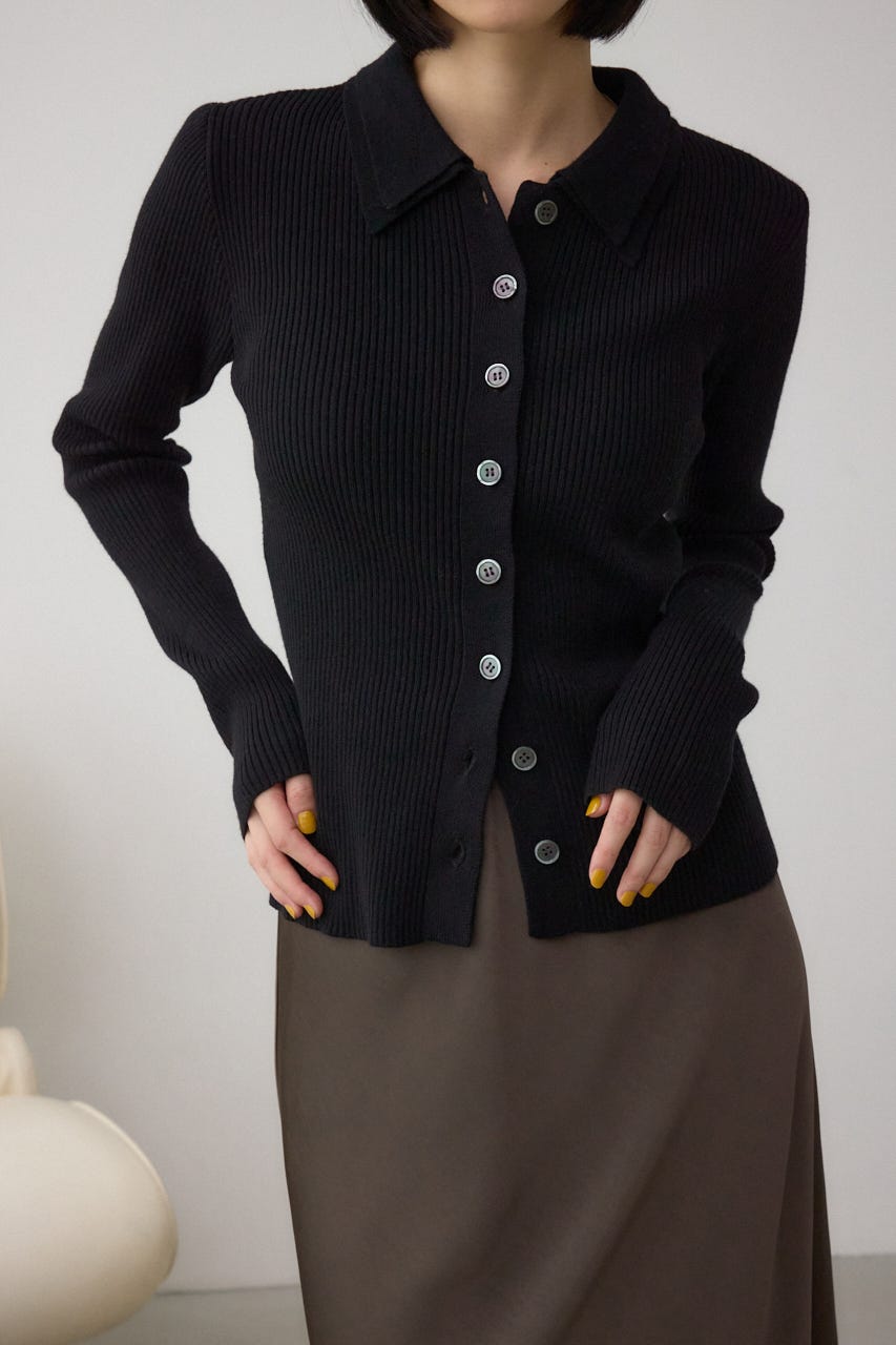 AZUL BY MOUSSY | ダブルカラーフロント釦ニットトップス (ニット