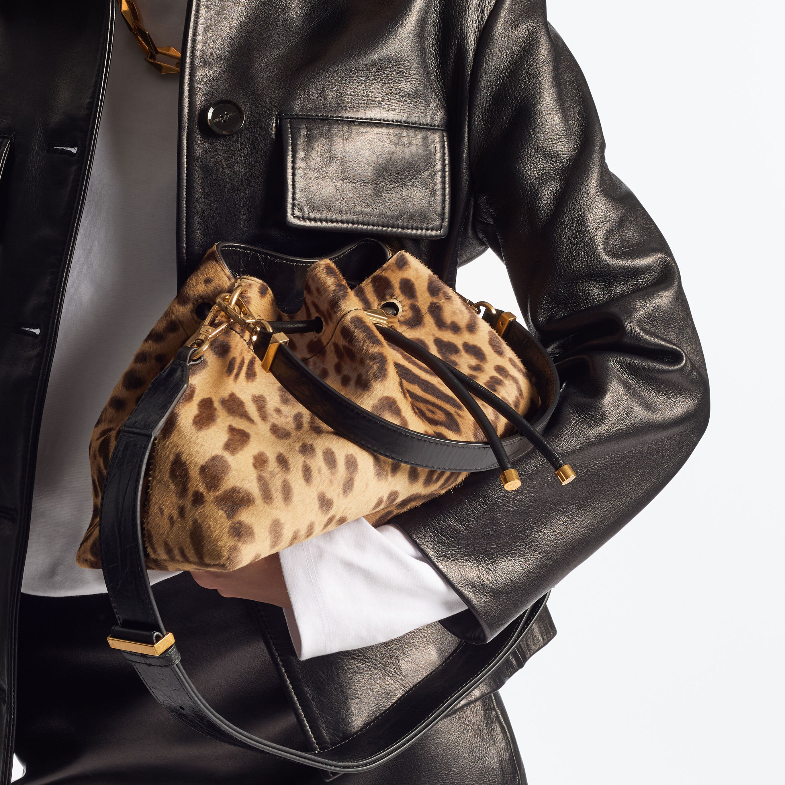 シンチ M | ナチュラル レオパードプリント・ポニーバッグ | ジミー チュウ