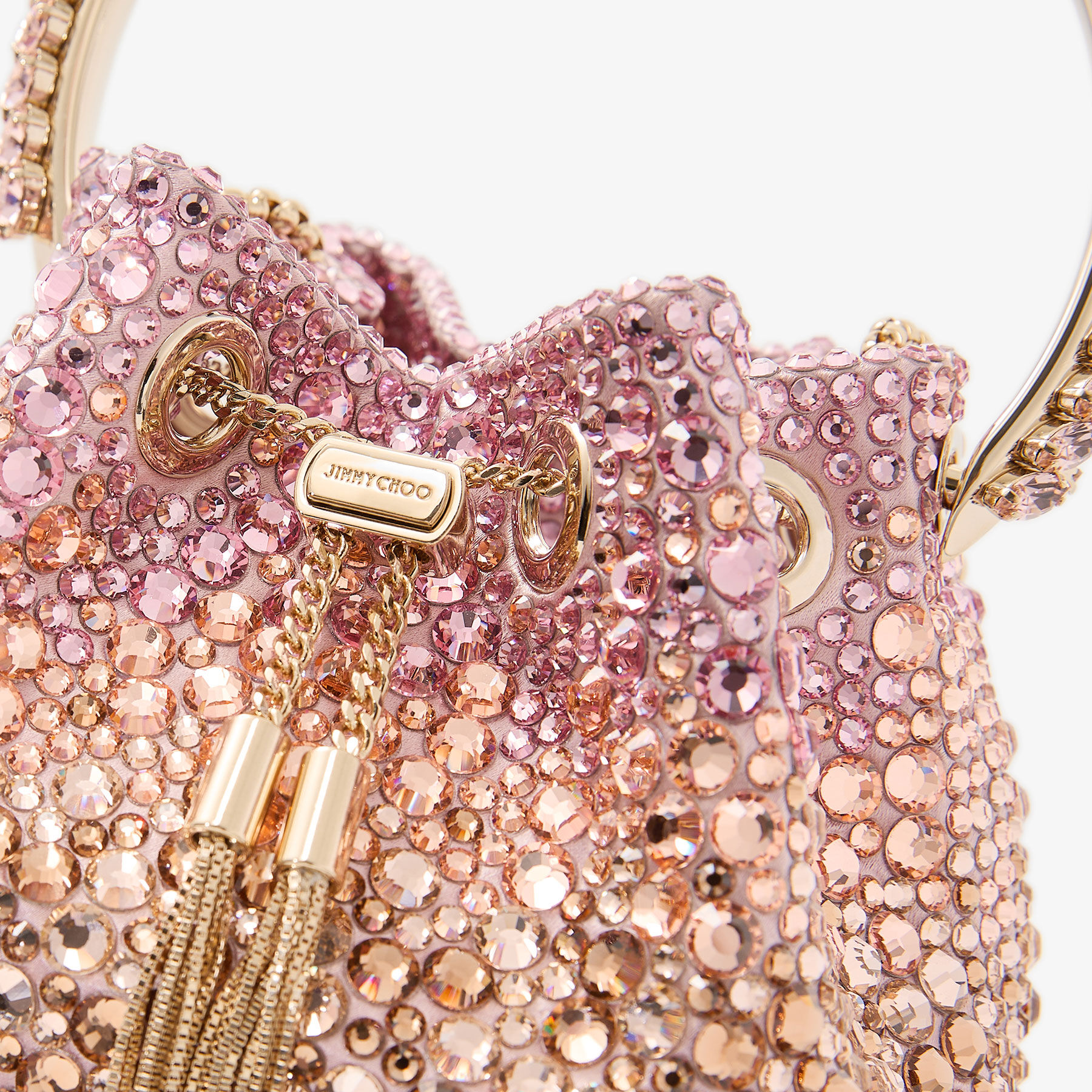 Bon Bon | Blush Satin Bag with Crystals | JIMMY CHOO