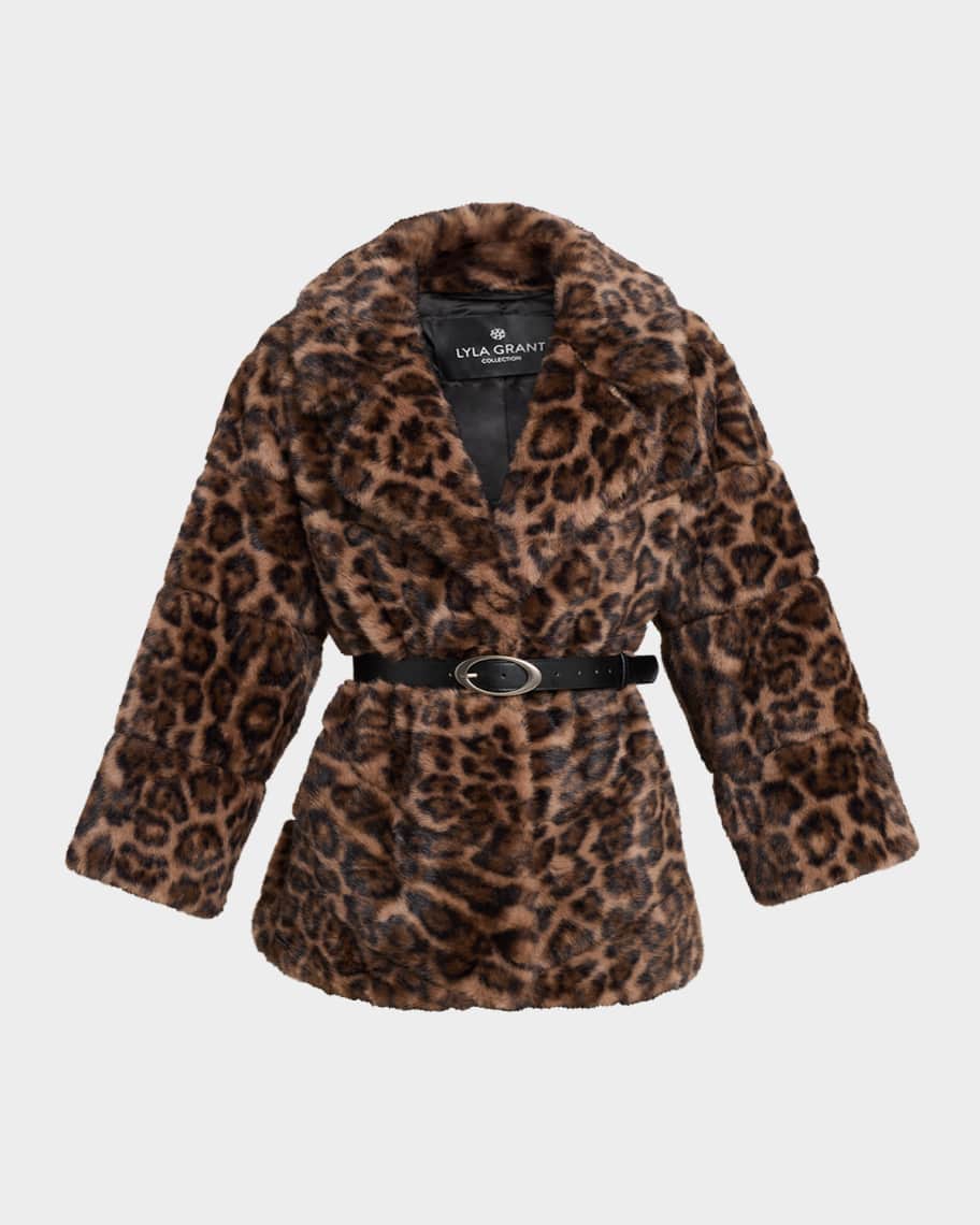 Gorski Fur Free Faux Mink Leopard-Print Jacket | Neiman Marcus