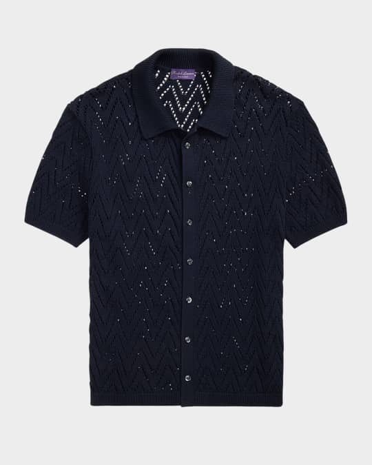 Ralph Lauren Purple Label Men's Textured Short-Sleeve Cardigan