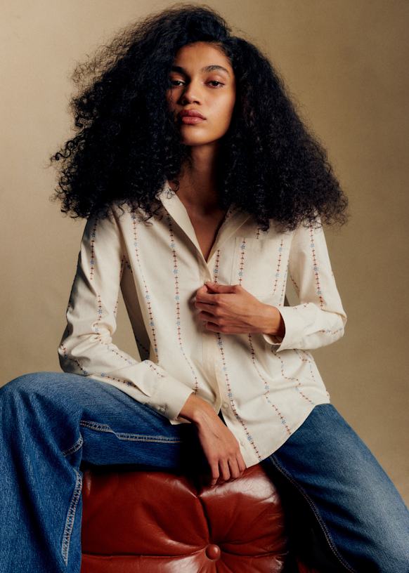 Tomboy Shirt - Embroidered Denim - Organic cotton - organic