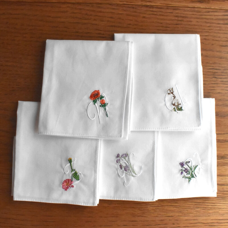 イニシャル花刺繍ハンカチ_受注制作_[花言葉]Made to order. | mimi