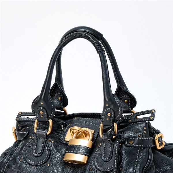 Chloe パディントン ミディアム ハンドバッグ ブラック ゴールド
