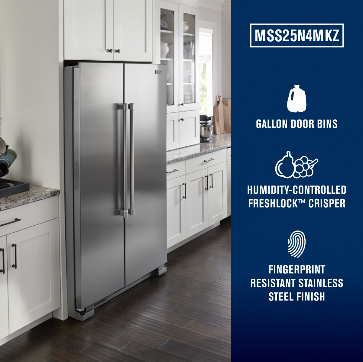 Maytag 24.9-cu ft Side-by-Side Refrigerator (Fingerprint Resistant