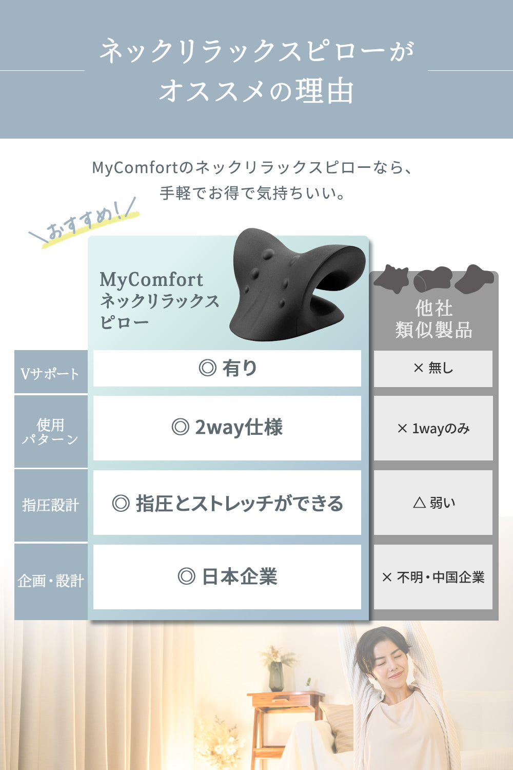 マイコンフォート ネックリラックスピロー -ストレッチモデル- – MyComfort