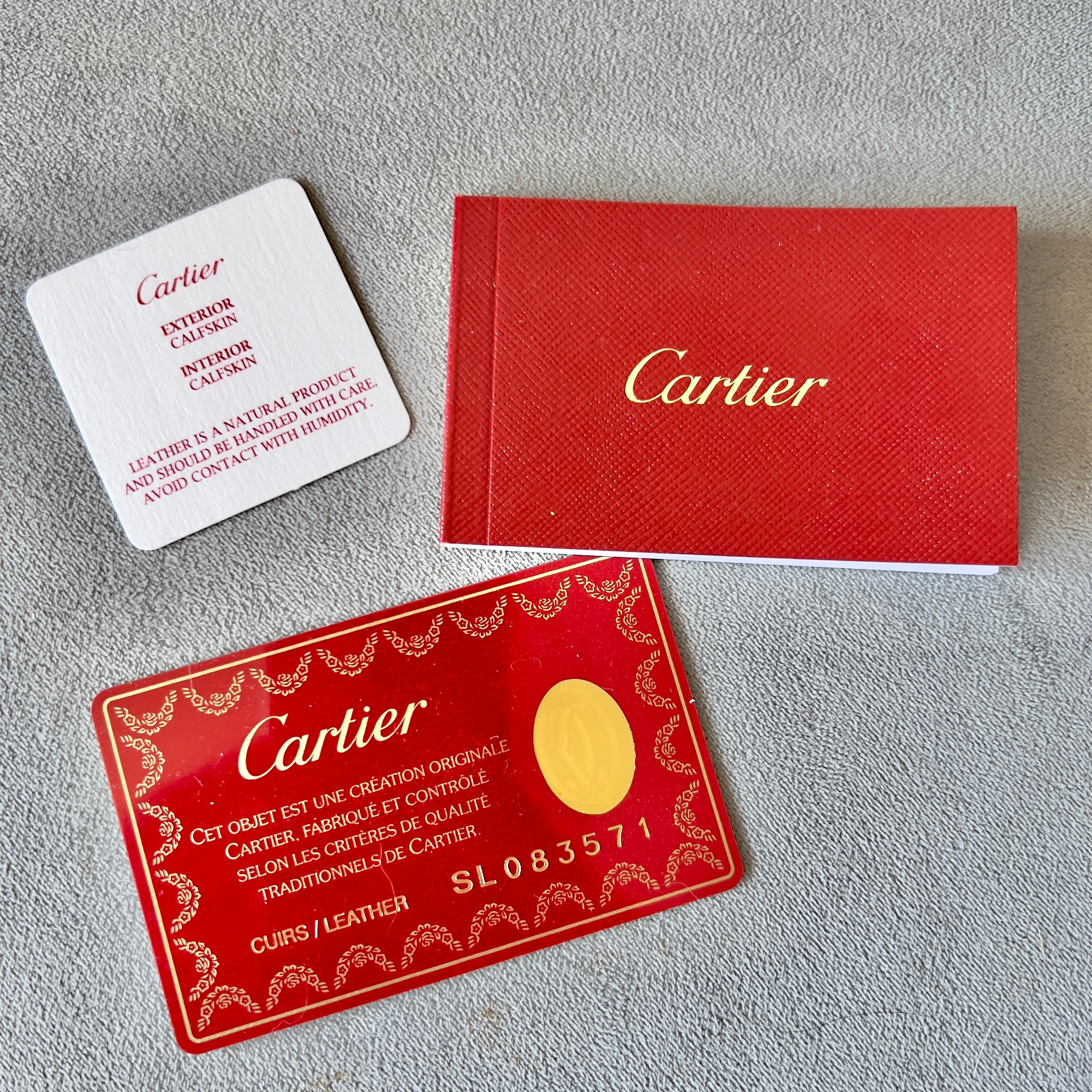 CARTIER Wallet Box 9.10x4.75x1.90 inches + Pouch + Certificate +