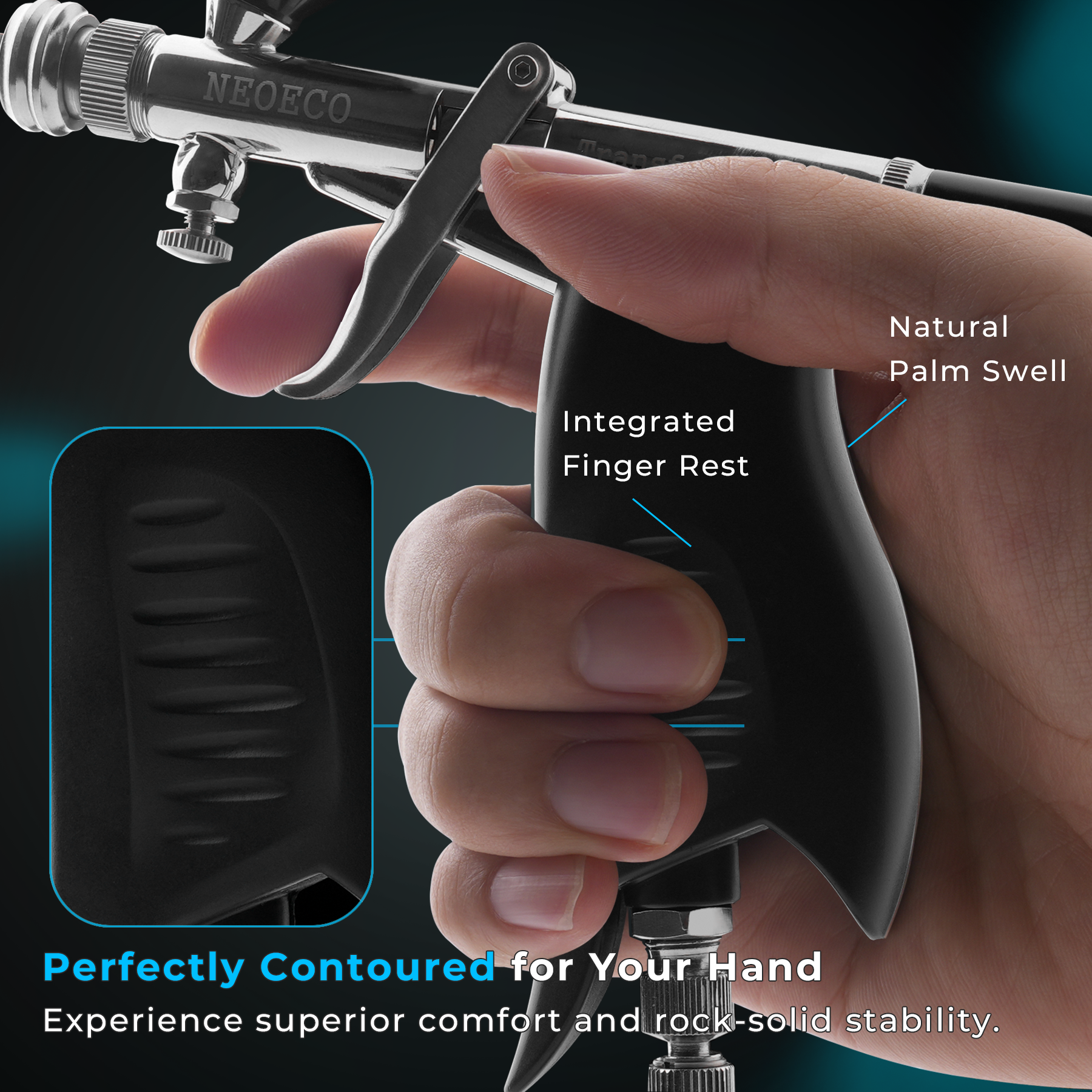 Transformer SJ85 Airbrush – Quick-Shift Fan & Round Spray – NEOECO