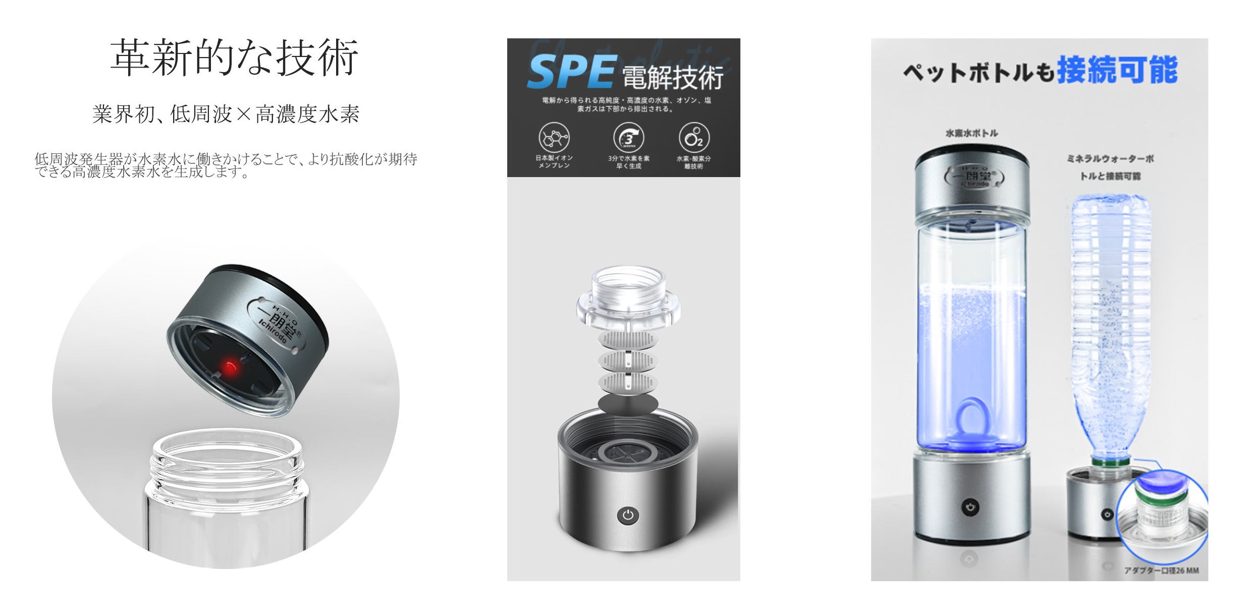 一朗堂低周波高濃度水素水ボトル - 日緑株式会社 HHO水素酸素吸入器