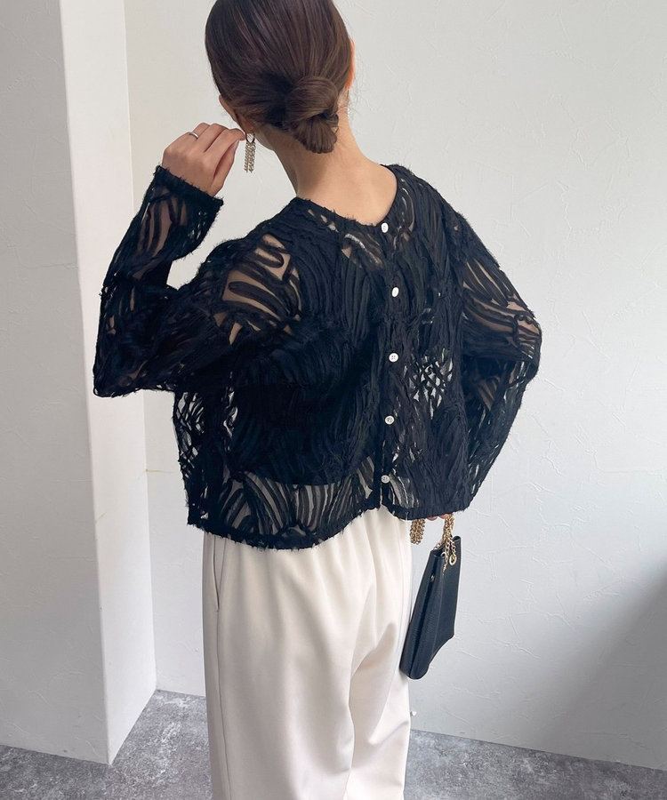 チュールバテンレース2WAY シャツブラウス（4-0021-5-21-010）｜fredy