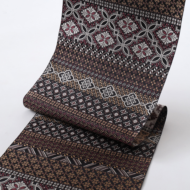 八寸名古屋帯 光彩切子 花紋段彩 | 福岡 博多織の織元 着物・呉服