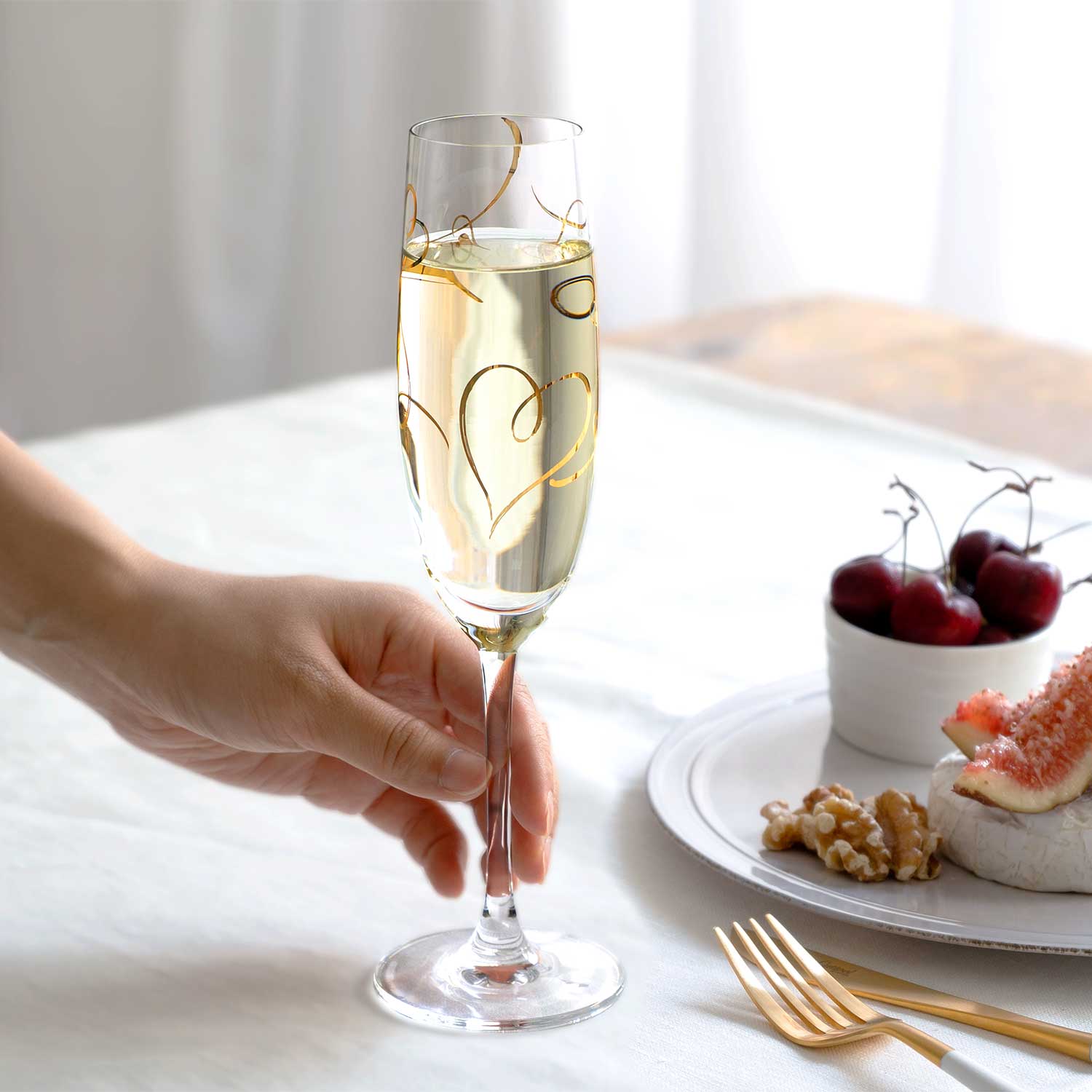 ペアシャンパンセット（ハート柄） G455-S109 / 東洋佐々木ガラス(株