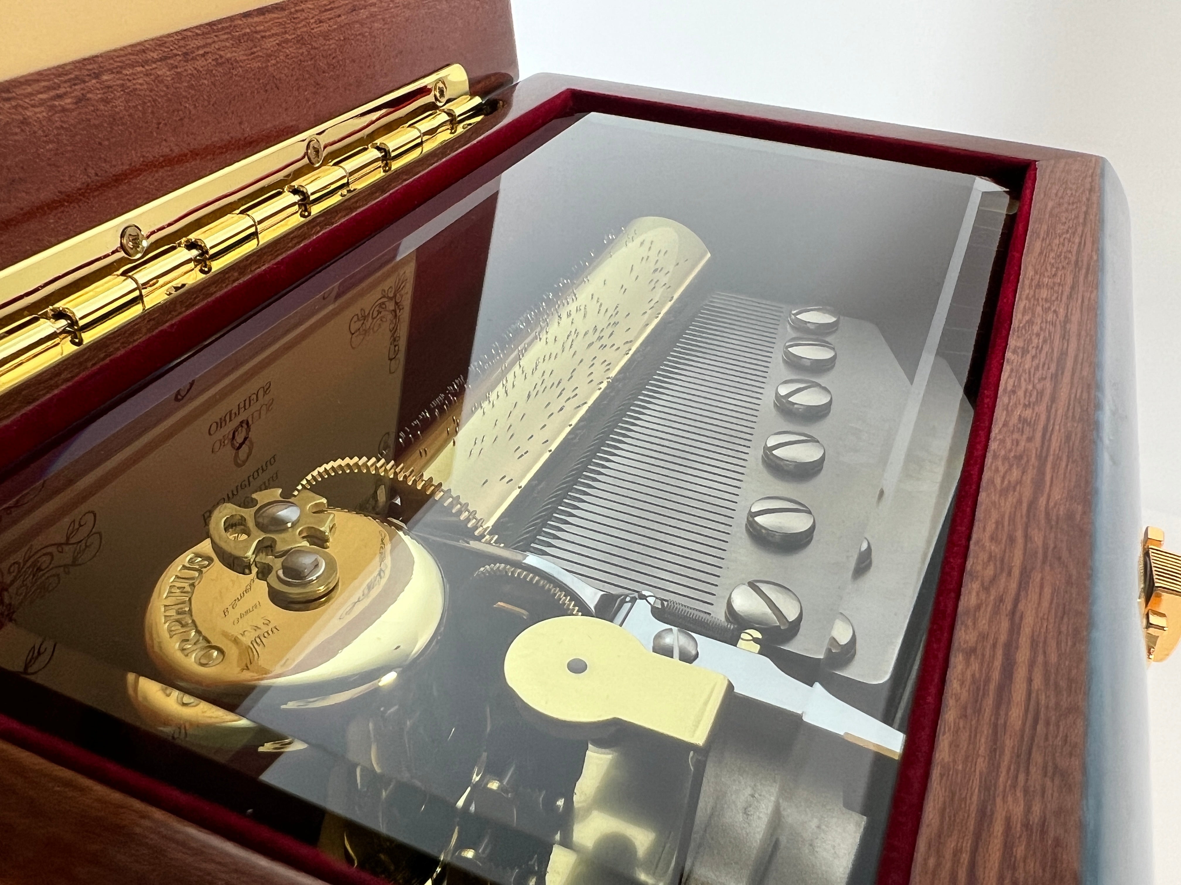 曲が選べる・誕生日に人気】【EX278】50弁 ORPHEUS 突板仕上げ ブルー