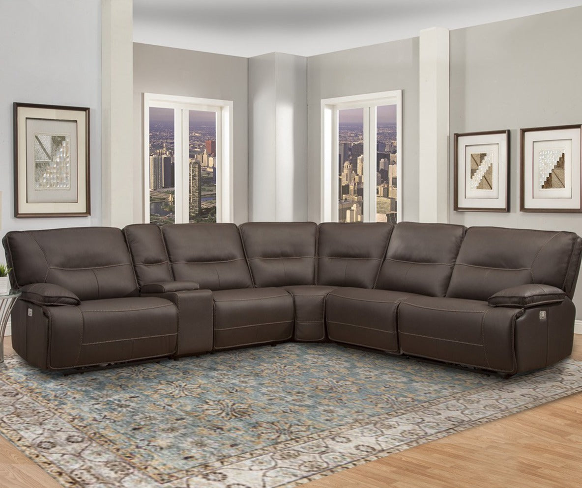 SPARTACUS - CHOCOLATE 6pc Modular Power Reclining Sectional with