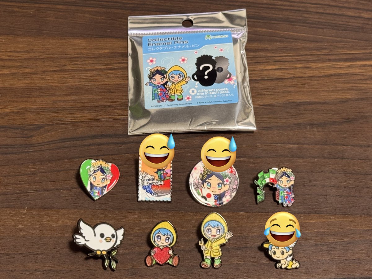 イタリア館ピンバッジ。3つとも欲しかったのと違いました