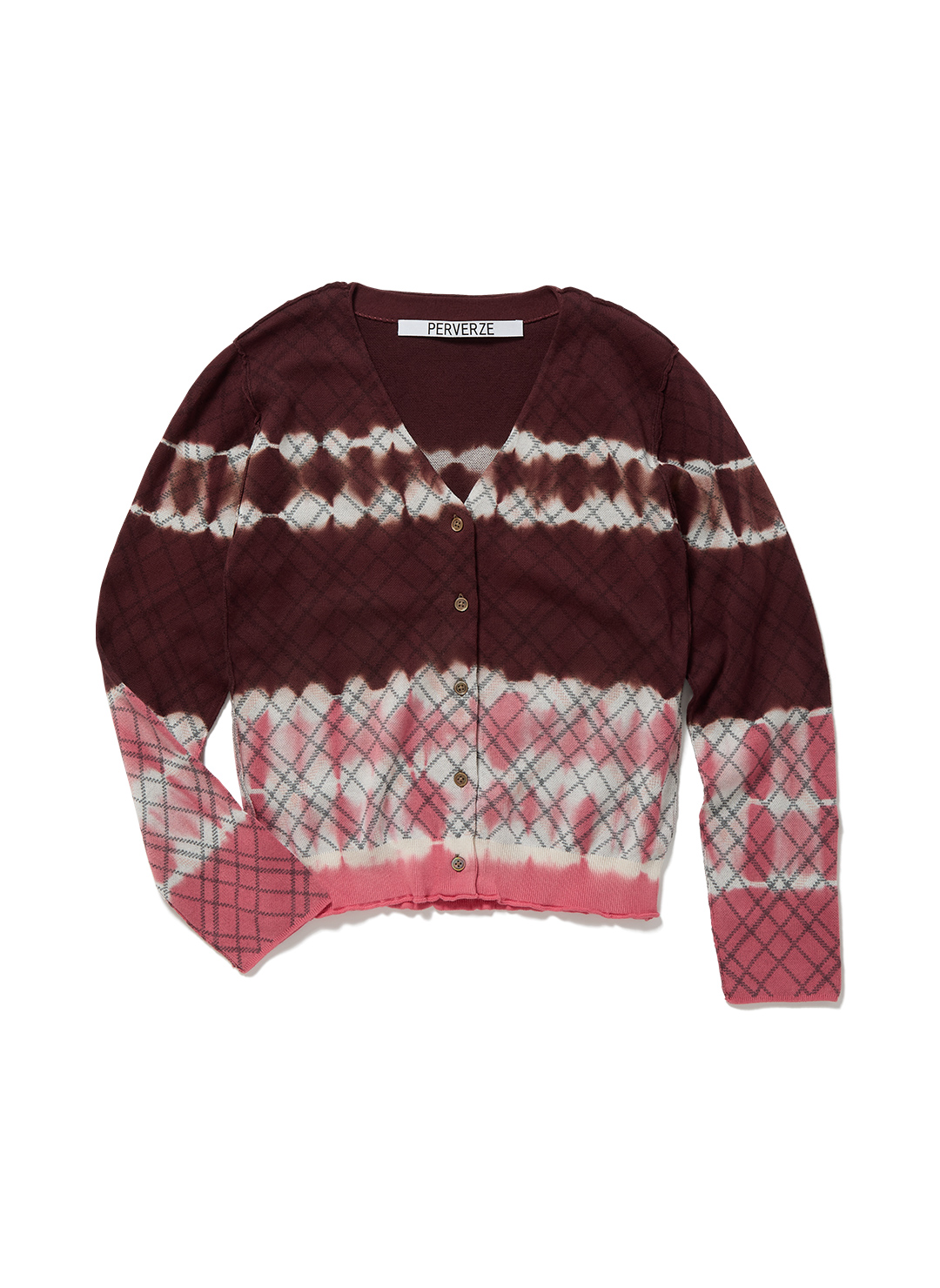 Dip-dye Check Knit Cardigan/Black｜PERVERZE | パーバーズの公式