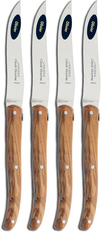 Claude Dozorme Set of 4 Laguiole Steak Knives with Bee Olive Wood