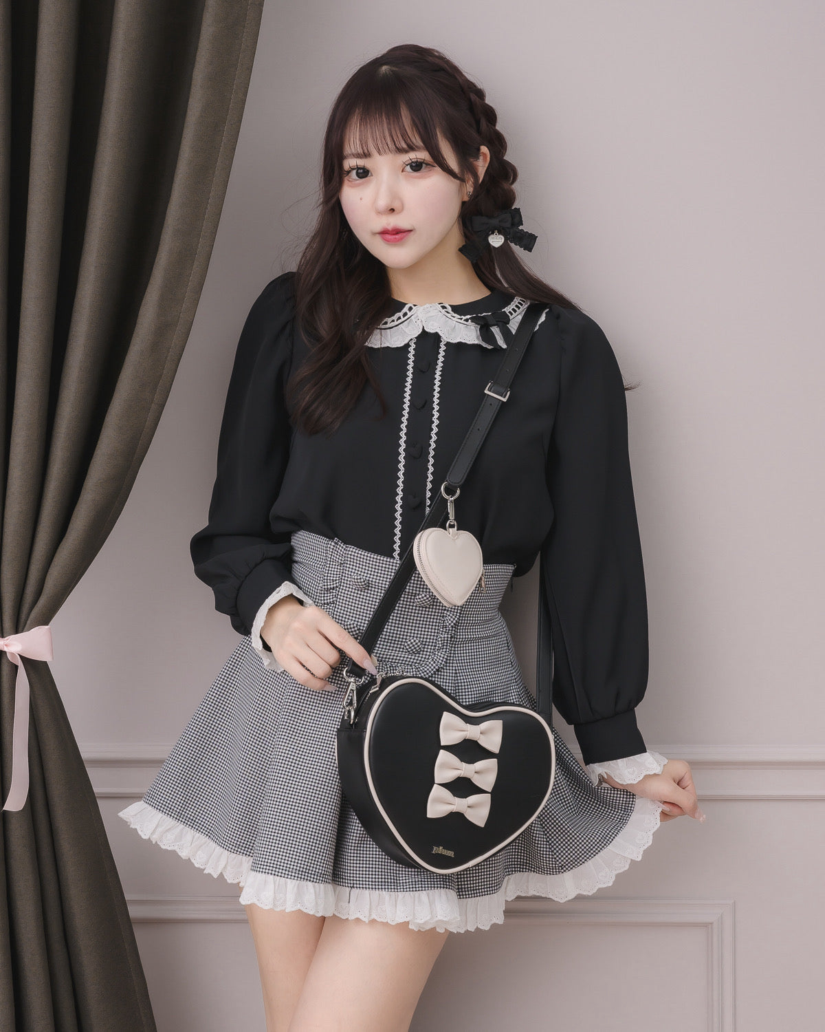 ミニポーチ付きリボンハートバッグ – pium