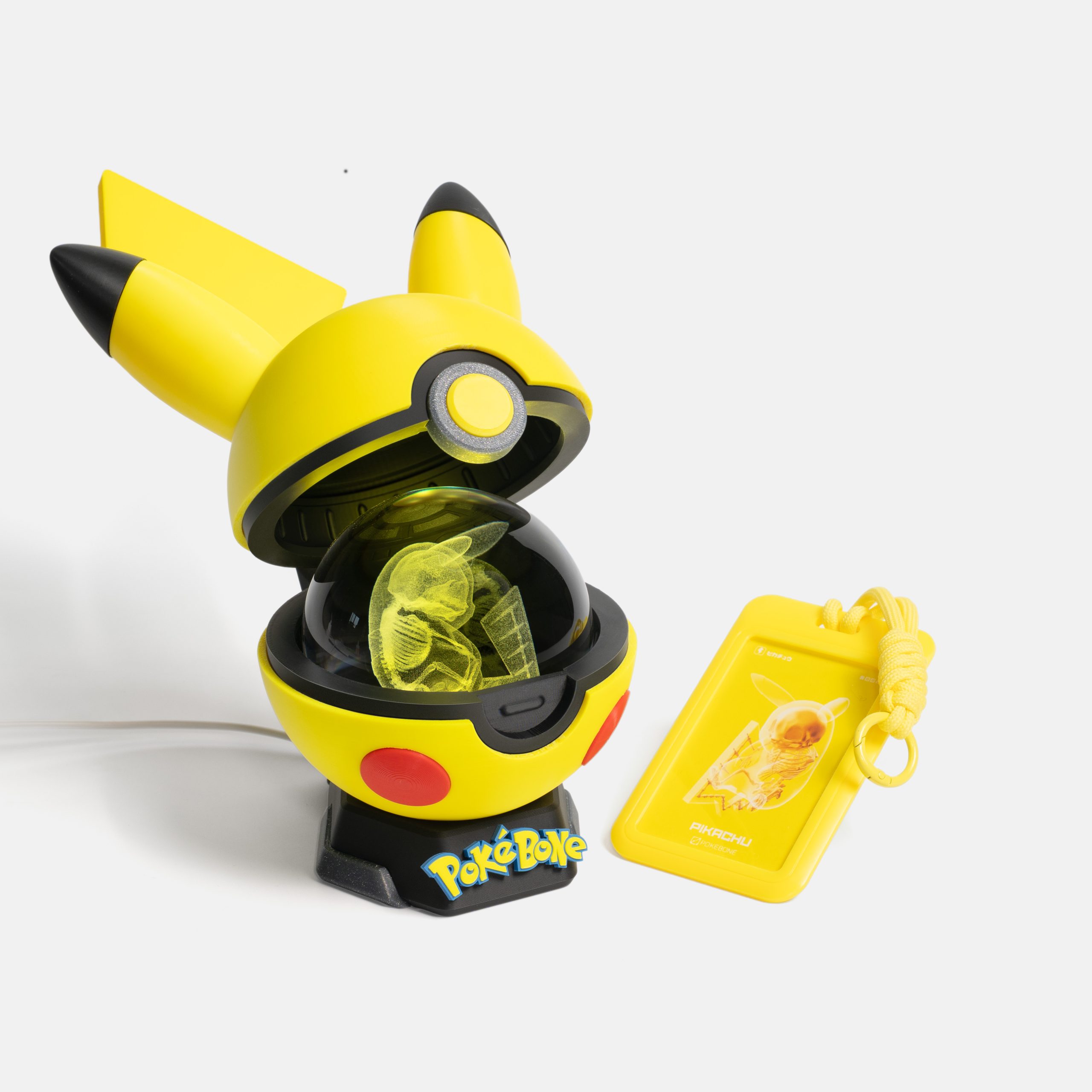 0025ピカチュウ3D彫刻スケルトンクリスタルポケボールライト