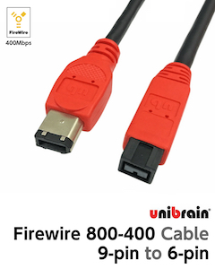 unibrain ユニブレイン firewire 800-400 変換ケーブル 20cm USB