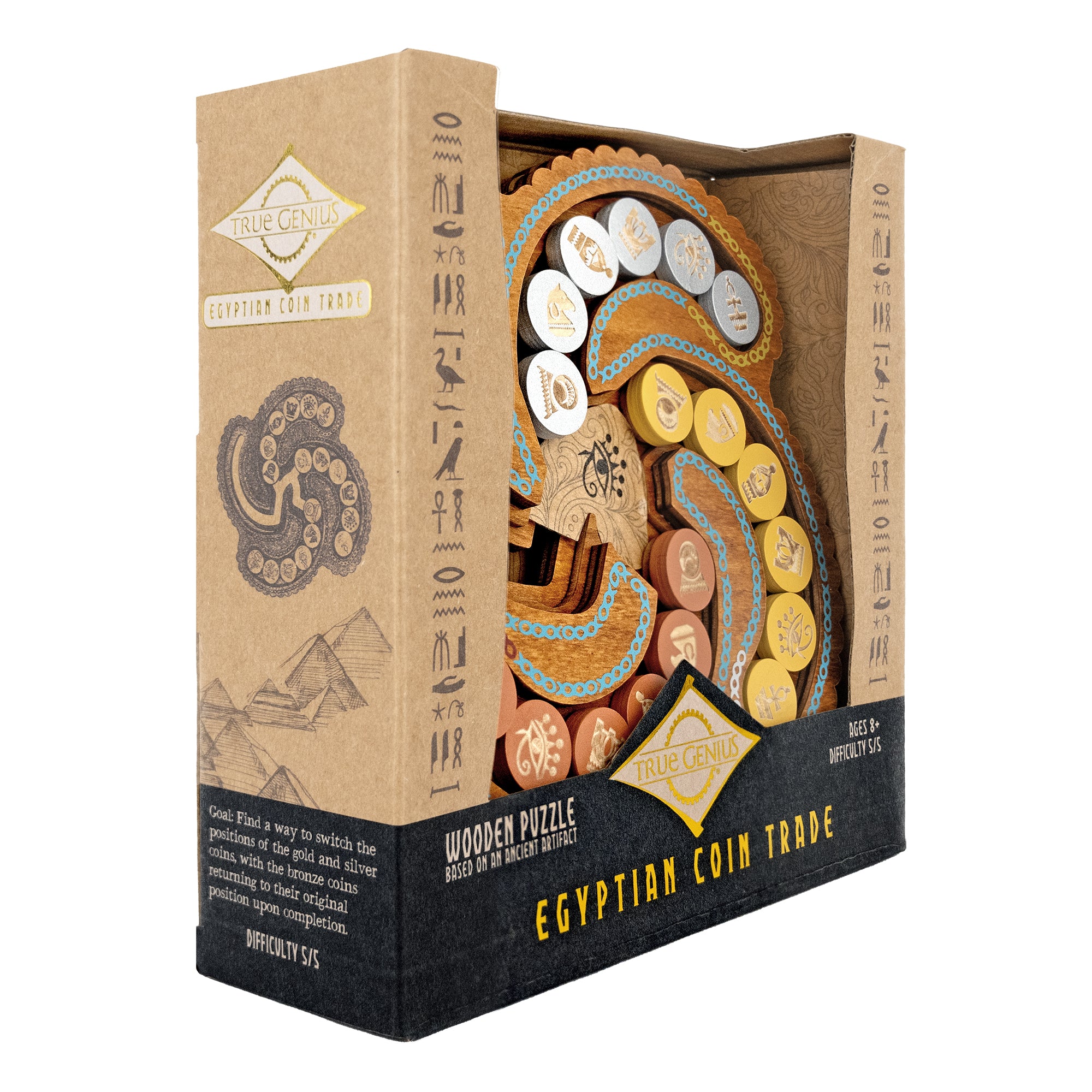 Project Genius: Egyptian Coin Trade - Wooden Brainteaser Puzzle