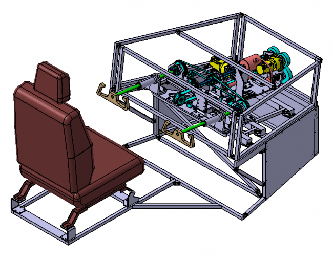 国内初のモータ反力式フライトシミュレータ用操縦桿を展示（複座式軽