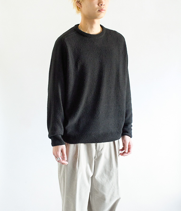 A.PRESSE Washed Silk Nep Crew Neck Sweater [BLACK] - Fresh Service